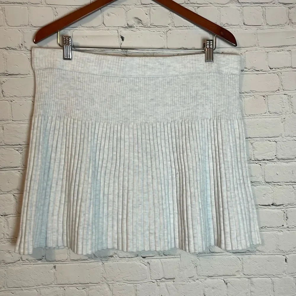 Aerie High Rise Ribbed Knit Stretch Mini Skirt Grey NWT Women's Size XL